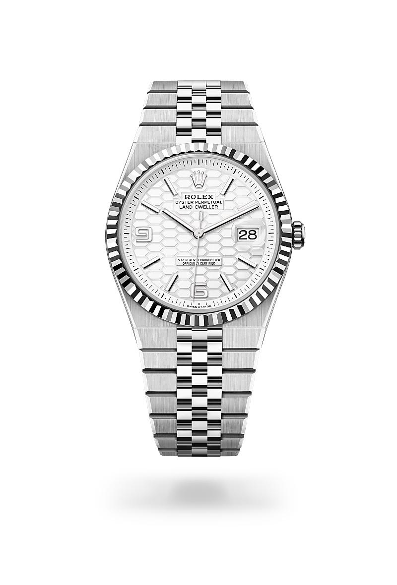 RolexLand-Dweller 40, Oyster, 40 mm, acciaio Oystersteel e oro bianco
