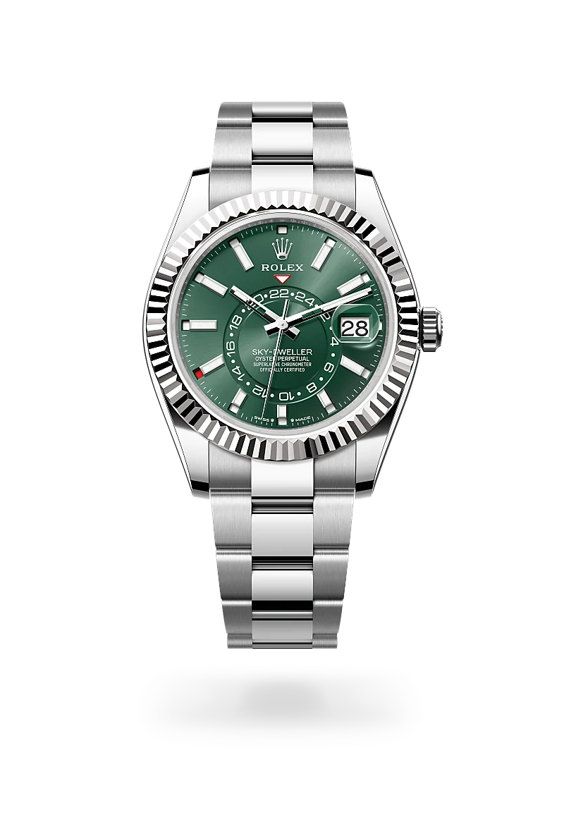Rolex Sky-Dweller, Oyster, 42 mm, acciaio Oystersteel e oro bianco